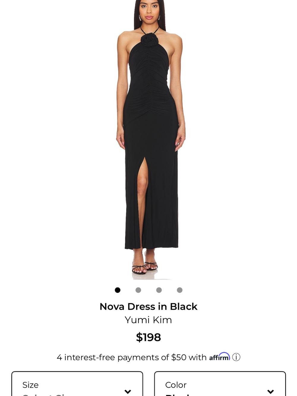 Yumi Kim Black Halter Maxi Dress with Rosette